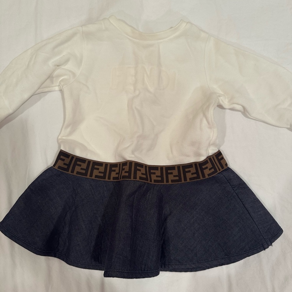 Fendi Kids Dress in White and Navy
